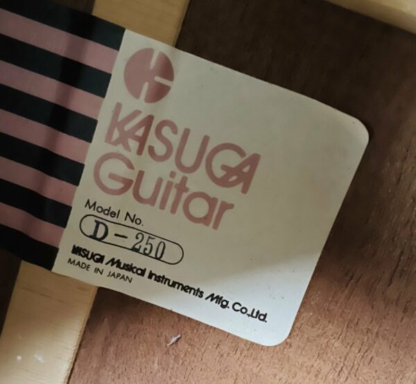 Guitare acoustique dreadnought Kasuga K Country D-250 (1980, Japan), révision luthier Amal (facture du 19.11.24) – Image 3