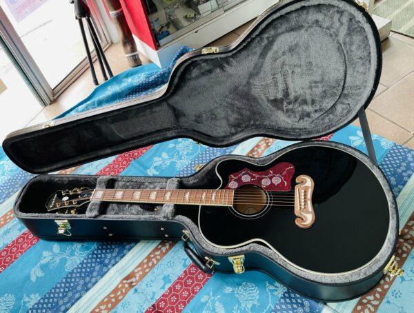 Guitare électro-acoustique jumbo Epiphone J-200EC Studio ebony n°21101313634, étui ajouté Epiphone – Image 11