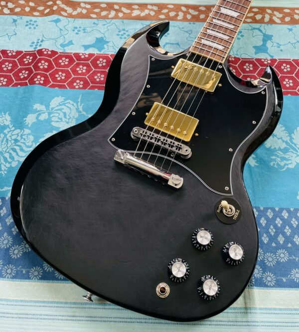 Guitare Gibson SG Standard DC 2H HT RW Ebony n°226420418, micros Classic 57 plus + 57 classique vintage, plaque Mojotone DC Solderless Harness, belle housse Gibson Deluxe – Image 2
