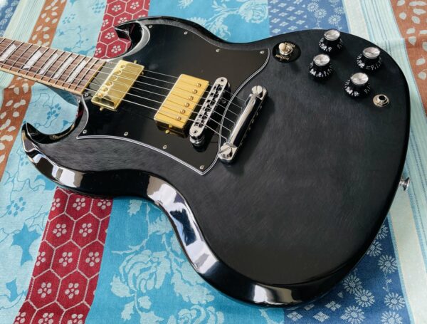 Guitare Gibson SG Standard DC 2H HT RW Ebony n°226420418, micros Classic 57 plus + 57 classique vintage, plaque Mojotone DC Solderless Harness, belle housse Gibson Deluxe – Image 3