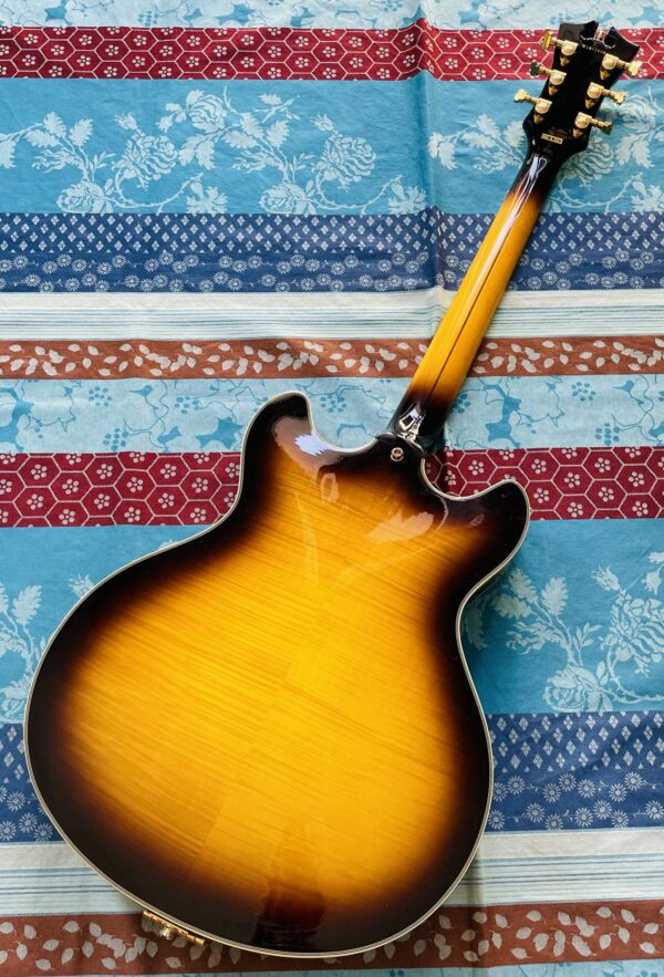 Guitare hollow body D’Angelico Excel EX DCTP vintage sunburst n°W801666 (Korea), étui D’Angelico, sangle Shiver avec Straplocks – Image 7