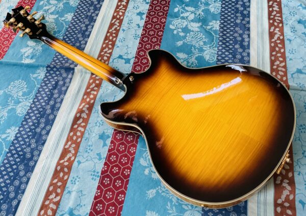Guitare hollow body D’Angelico Excel EX DCTP vintage sunburst n°W801666 (Korea), étui D’Angelico, sangle Shiver avec Straplocks – Image 8