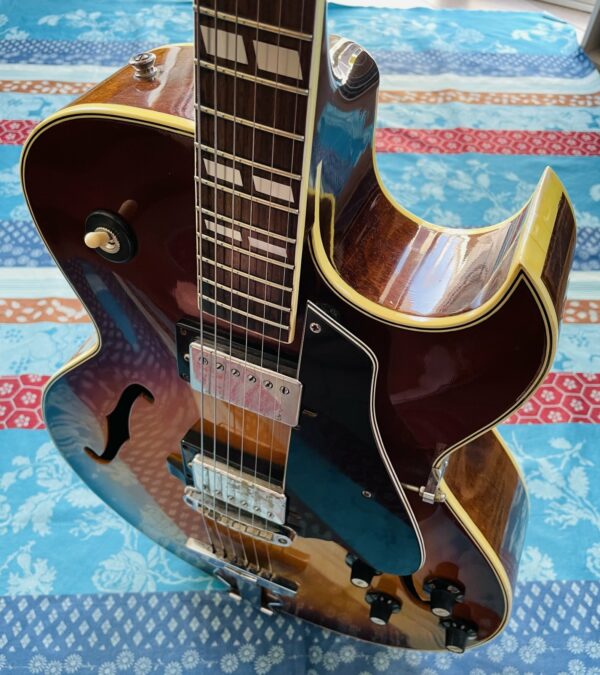Rare guitare électrique archtop Ibanez 2355 Sunburst lawsuit (1976, Japan), réglée luthier Amal (facture 24.05.2024), réparation sélecteur micros (luthier Caro 19.07.24), refrettage du manche avec sillet en os (luthier Caro 22.11.24), mécaniques Kluson (Caro 27.05.25) – Image 11