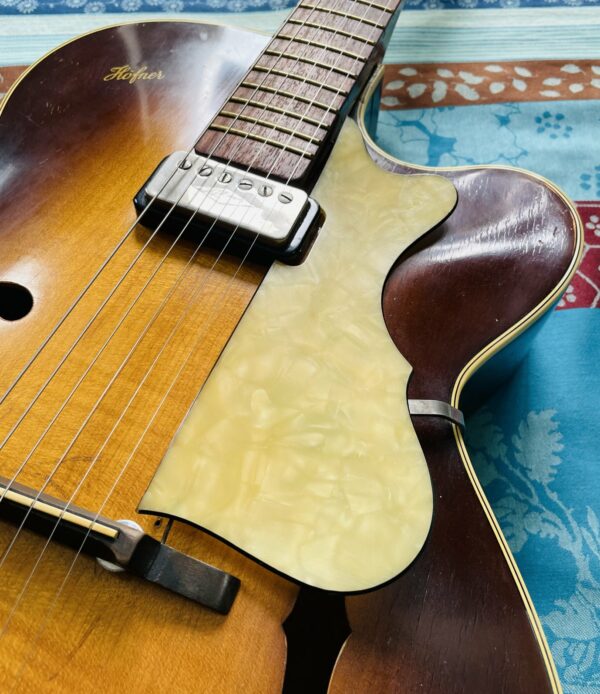 Guitare électrique vintage hollow body Hofner Jazz 450 SE sunburst (années 1950, Germany), révision luthier Amal (17.06.25) – Image 4