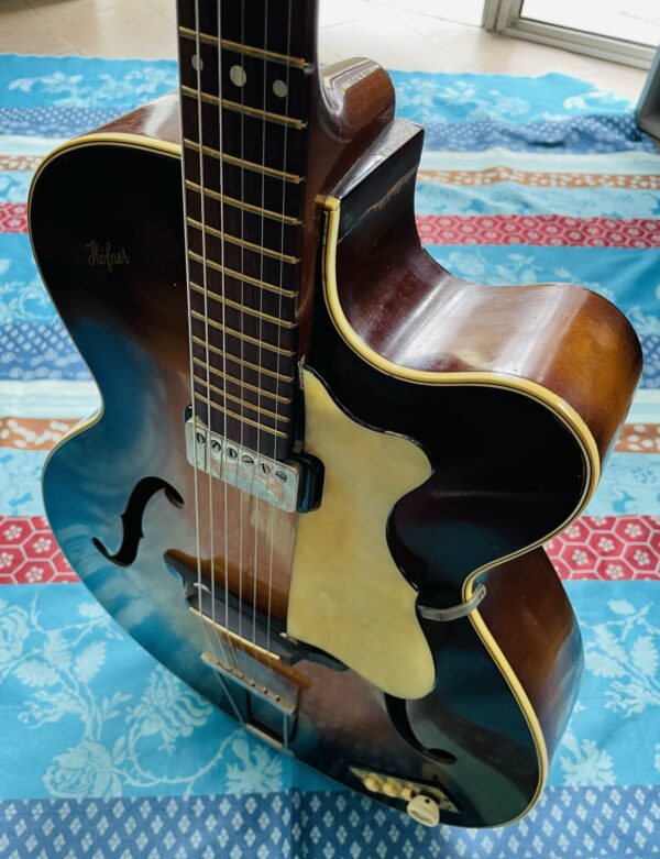 Guitare électrique vintage hollow body Hofner Jazz 450 SE sunburst (années 1950, Germany), révision luthier Amal (17.06.25) – Image 14