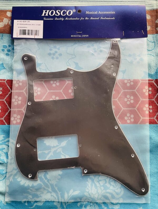 Pickguard rare guitare électrique Hosco Stratocaster ST BLK 3PLY 2 HUM (Japan)