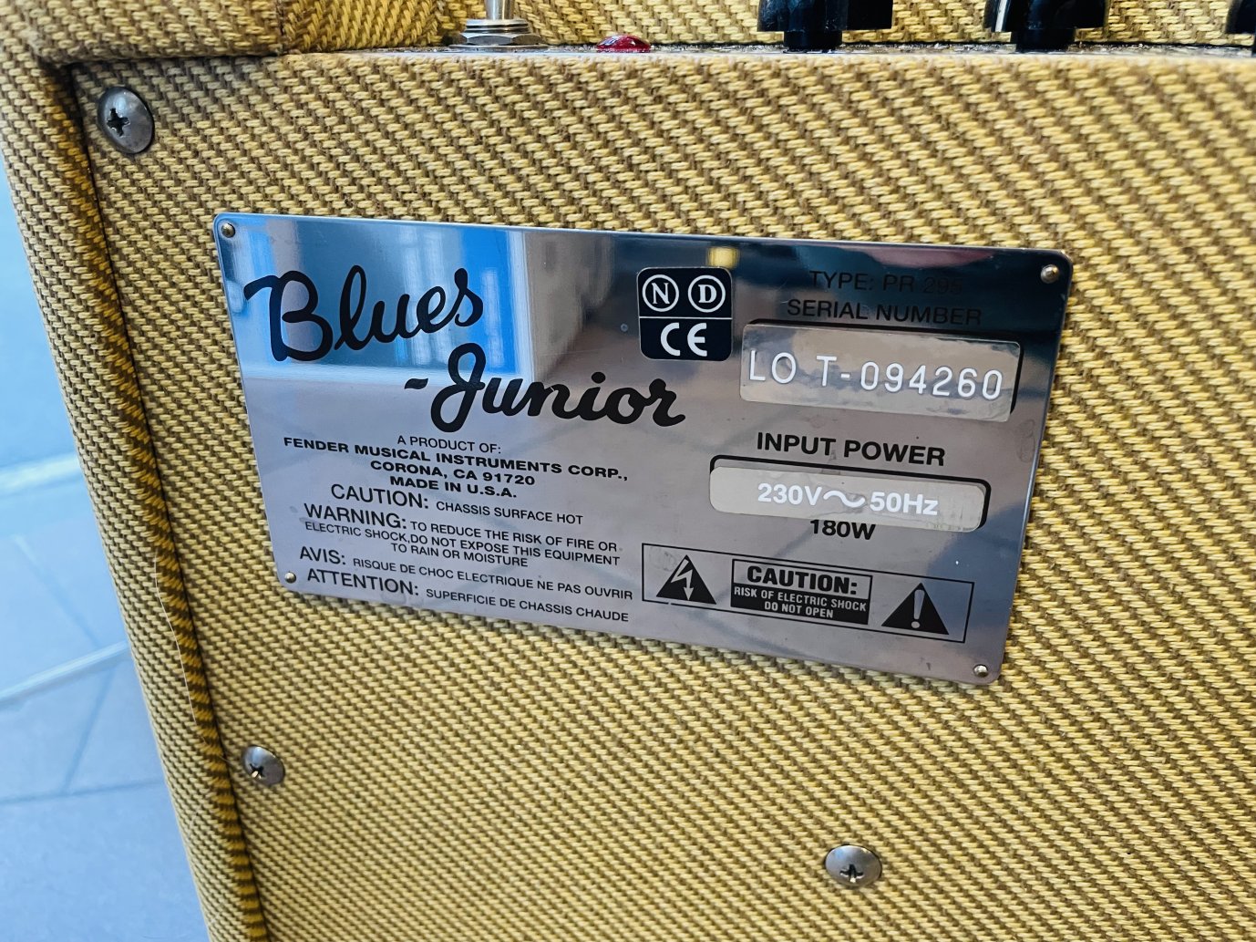 Ampli guitare lampes Fender Blues Junior tweed n°LO-T.094260 (USA), 15W – Image 4