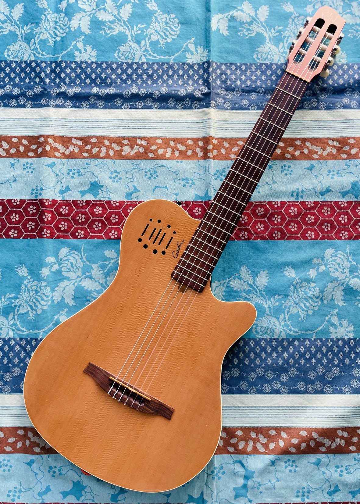 Guitare électro-classique Godin Multiac Encore Grand Concert Duet n°20052166, housse Godin, 2 jeux de cordes neuves Hannabach-Knobloch