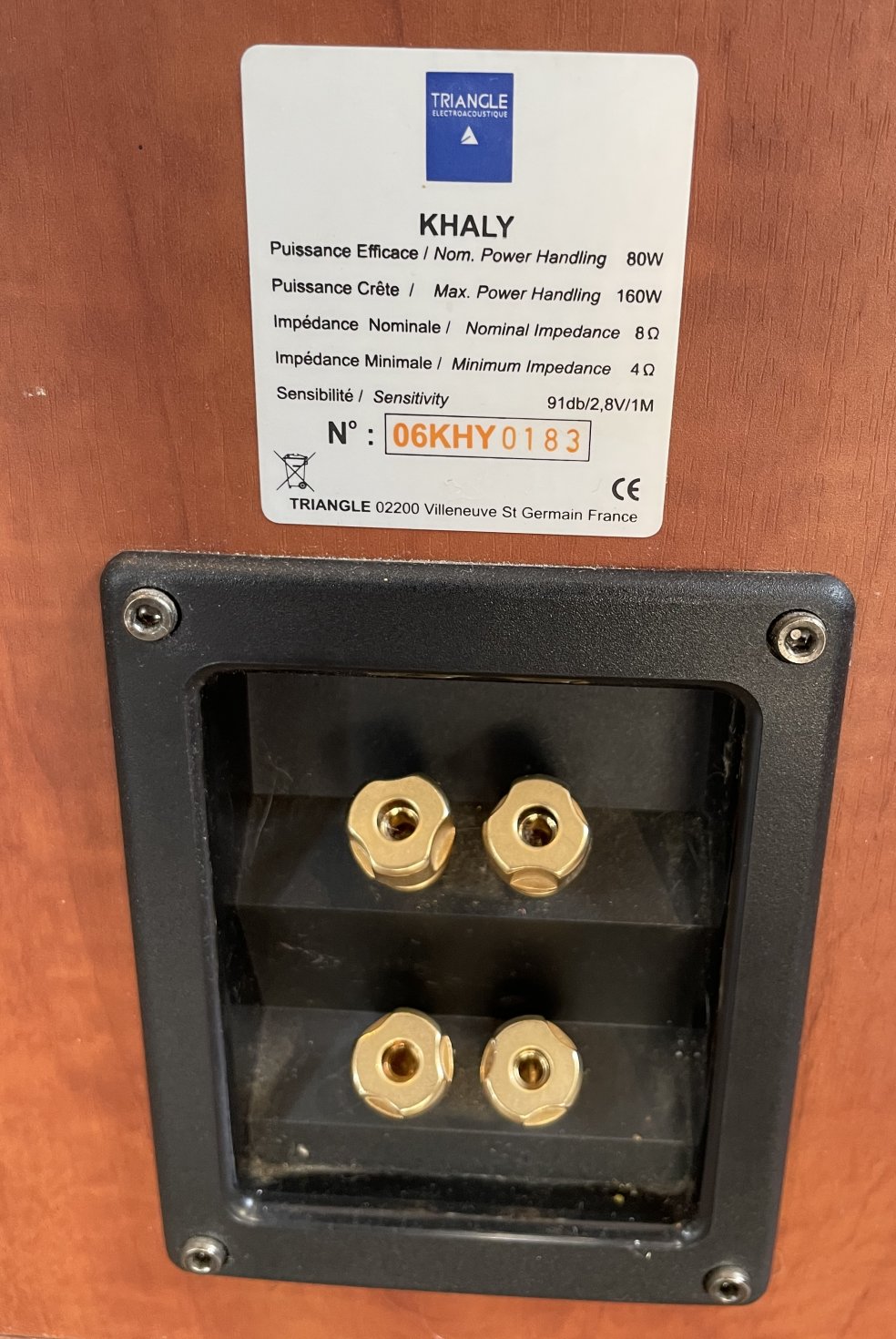 Pack paire d’enceintes Triangle Khaly n°06KHY-0275/0183 avec câbles hifi (France) + ampli NAD C352 n°H63C35230630, alim – Image 7