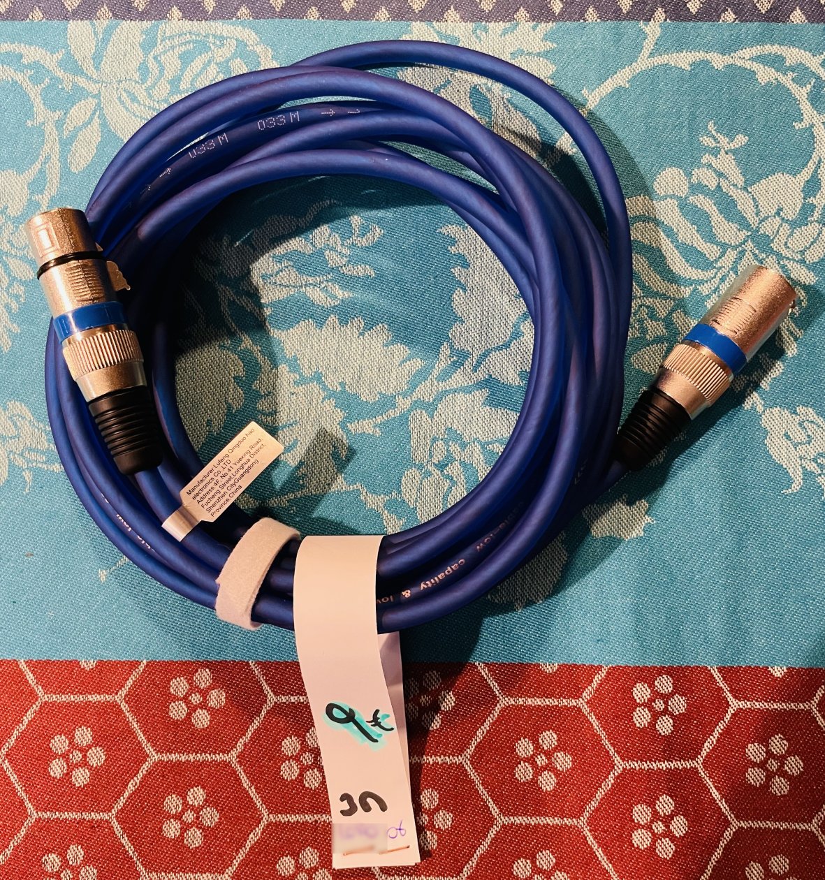 Câble XLR mâle femelle bleu foncé 3M (lot 06)