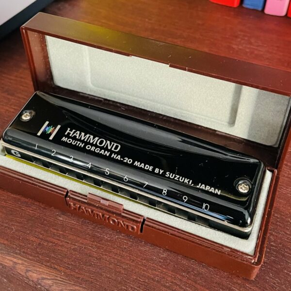 Alternative view of Harmonica Hammond Suzuki HA-20 (G/Sol), étui (Japan)