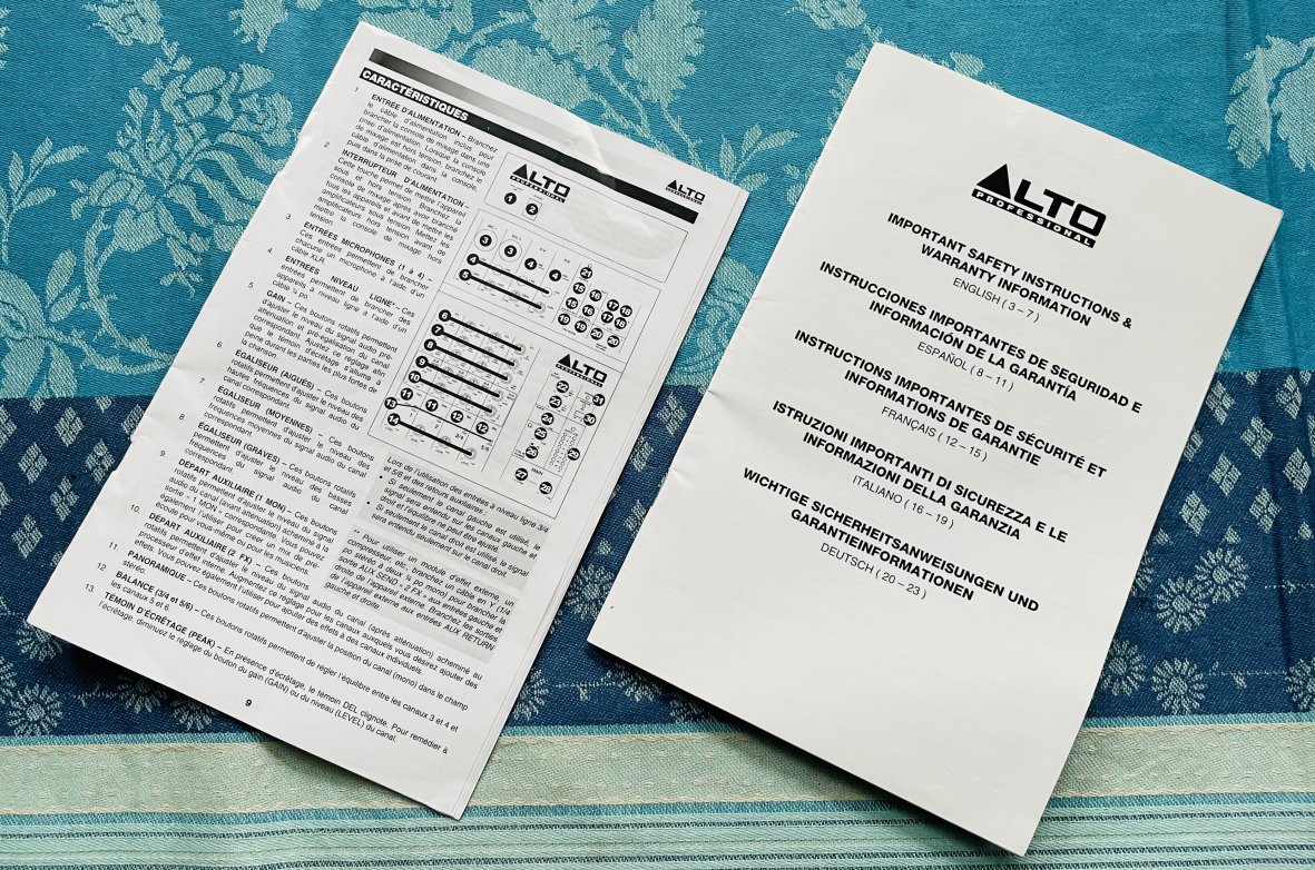 Table de mixage analogique Alto ZMX 862 n°UT14121011647545, carton, alim, notice – Image 8