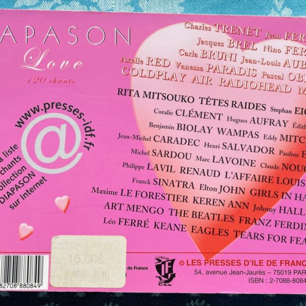 Alternative view of Livre Diapason Love, 120 chansons