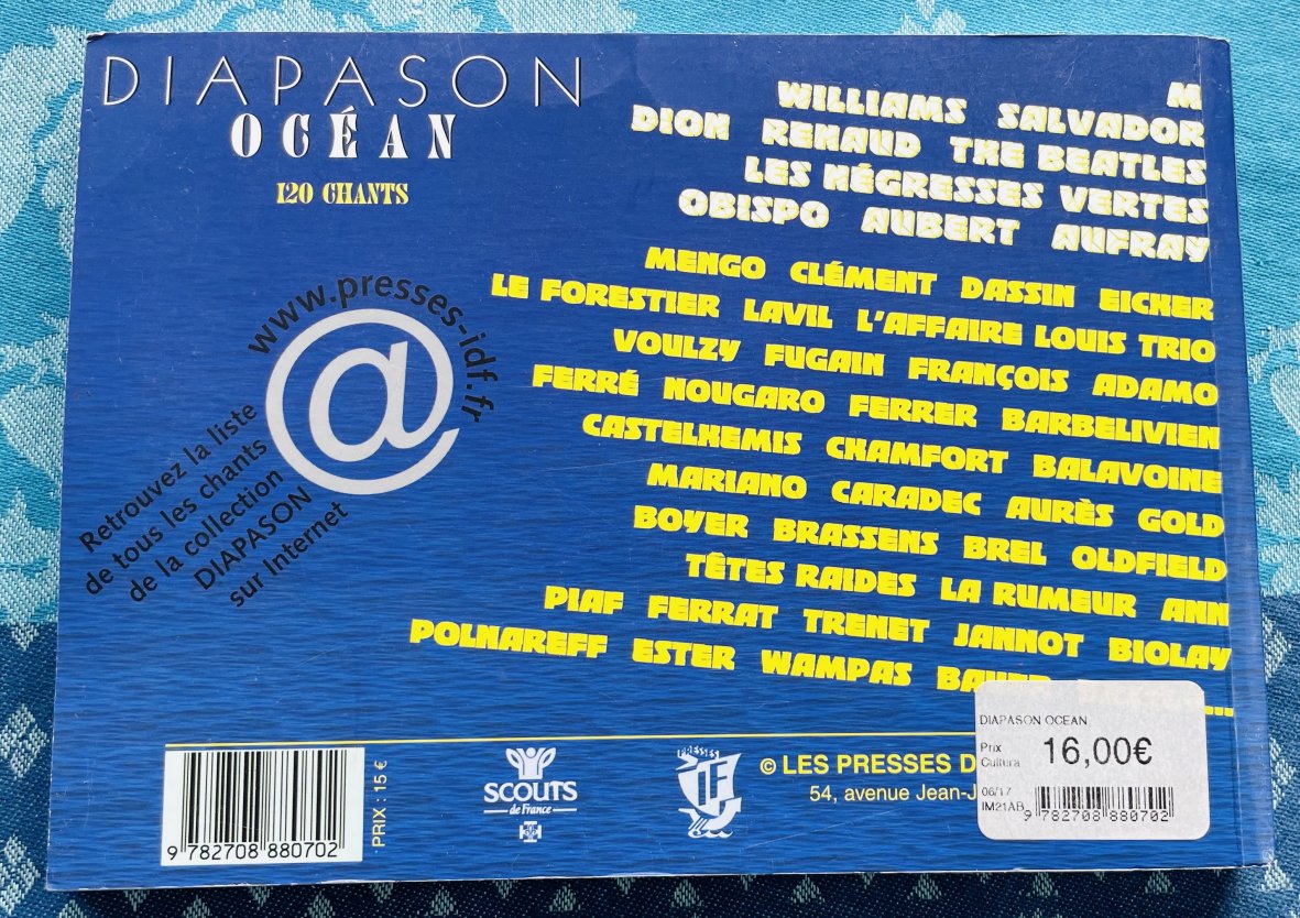 Livre Diapason Océan, 120 chansons – Image 2