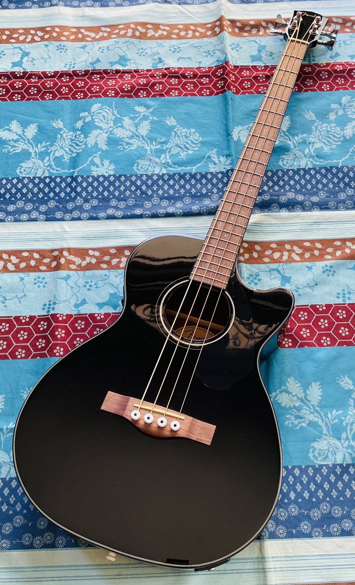 Basse électro-acoustique Fender CB-60 SCE BLACK WN n°IWA2300935, belle housse Ritter RCG700