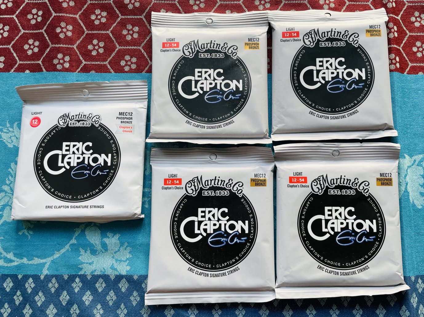 Lot de 5 jeux de cordes Martin Eric Clapton signature Light 12-54 MEC12 Phosphor Bronze