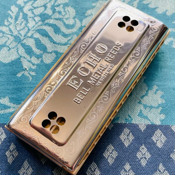 Double harmonica diatonique Hohner Echo Harp Bell Metal Reeds C et G, boite d’origine