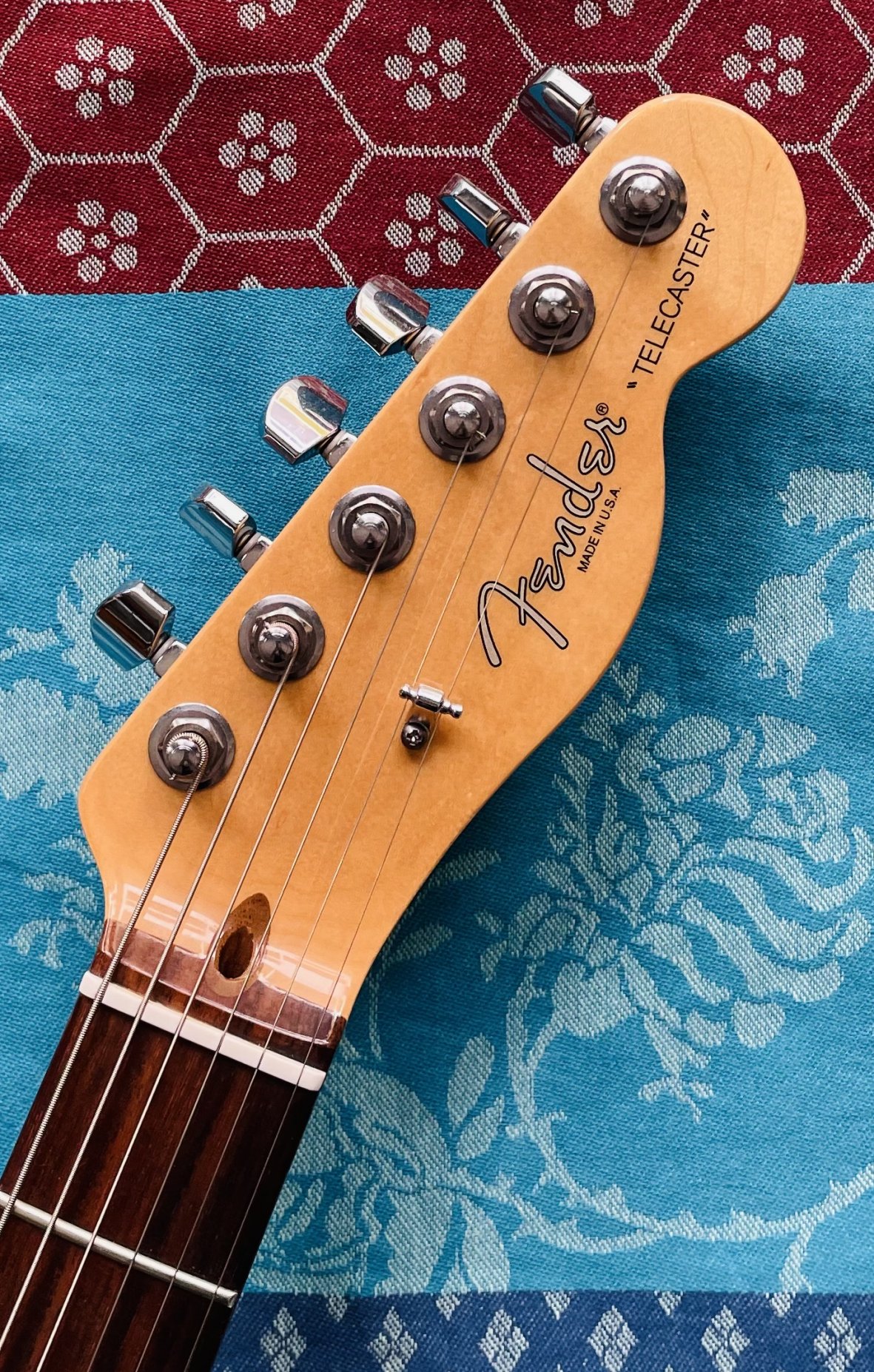 Guitare électrique Fender American Standard Telecaster TW BDM Rosewood Bordeaux Mettalic n°US14036762 (2014, USA), modèle 0113200775, étui Fender, fixation sangle straplocks – Image 4