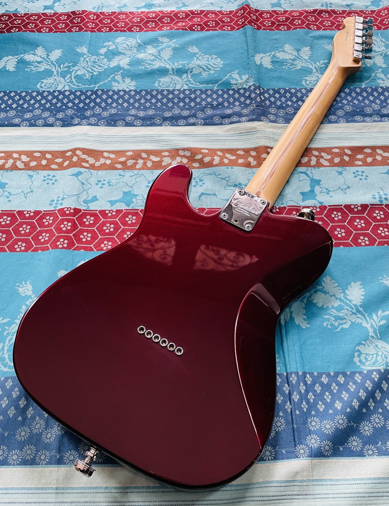 Guitare électrique Fender American Standard Telecaster TW BDM Rosewood Bordeaux Mettalic n°US14036762 (2014, USA), modèle 0113200775, étui Fender, fixation sangle straplocks – Image 8
