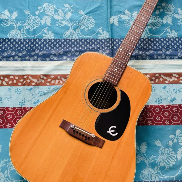 Rare guitare acoustique dreadnought Epiphone FT145 Texan n°141265 (1976/1979, Japan), révision luthier Manteau (facture 22.07.26)