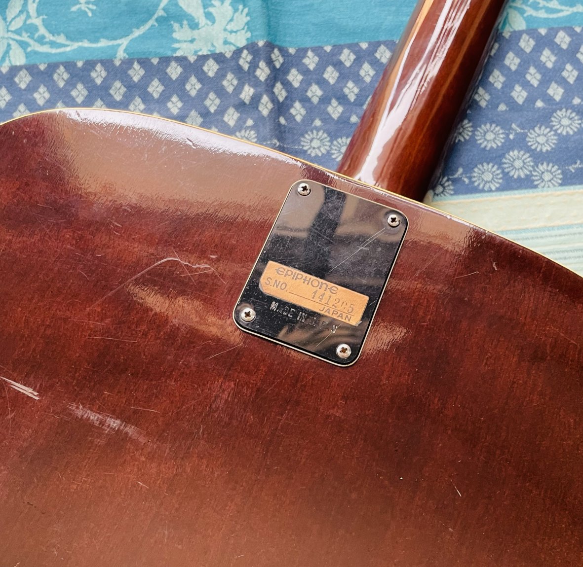 Rare guitare acoustique dreadnought Epiphone FT145 Texan n°141265 (1976/1979, Japan), révision luthier Manteau (facture 22.07.26) – Image 8