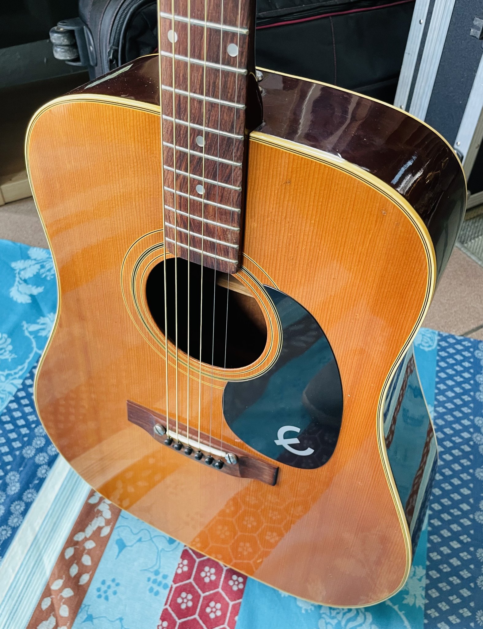 Rare guitare acoustique dreadnought Epiphone FT145 Texan n°141265 (1976/1979, Japan), révision luthier Manteau (facture 22.07.26) – Image 12