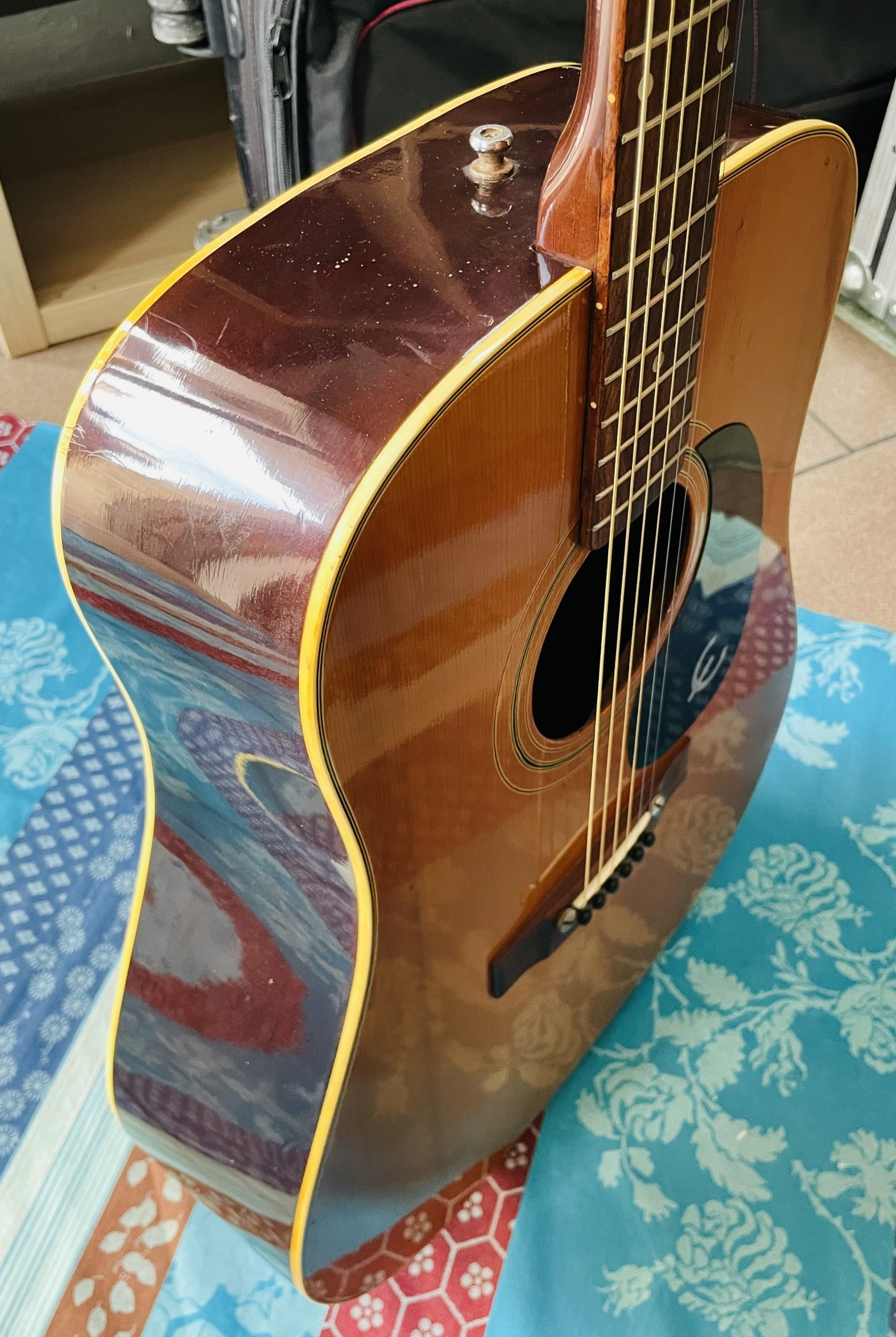 Rare guitare acoustique dreadnought Epiphone FT145 Texan n°141265 (1976/1979, Japan), révision luthier Manteau (facture 22.07.26) – Image 13