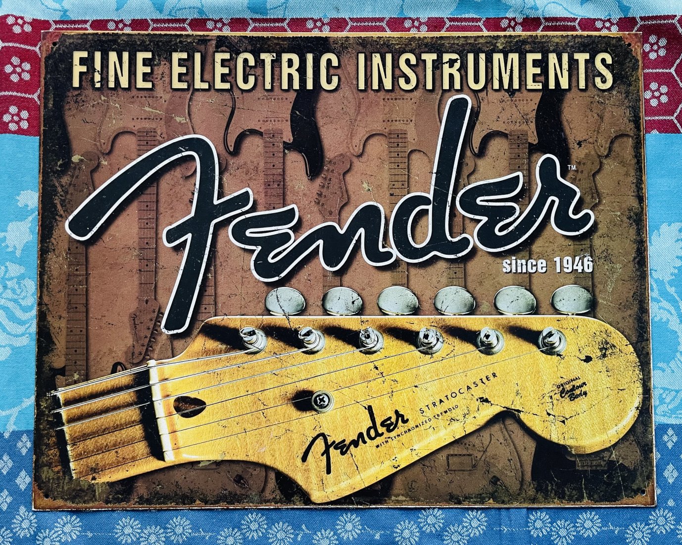 Plaque publicitaire en métal Fender