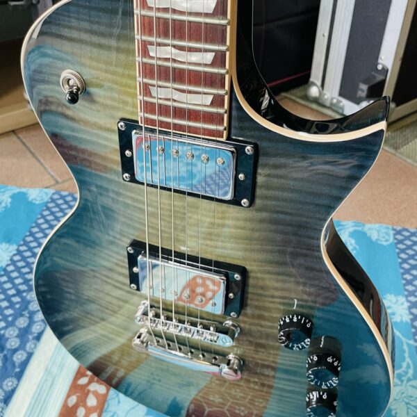 Guitare électrique LTD EC-256 blue flame transparent n°IS21042660 (Indonésia), mécaniques Grover, sillet changé – Image 11