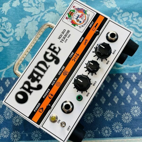 Mini tête d’ampli lampe Orange Micro Terror n°421530215, alim, câble HP blanc