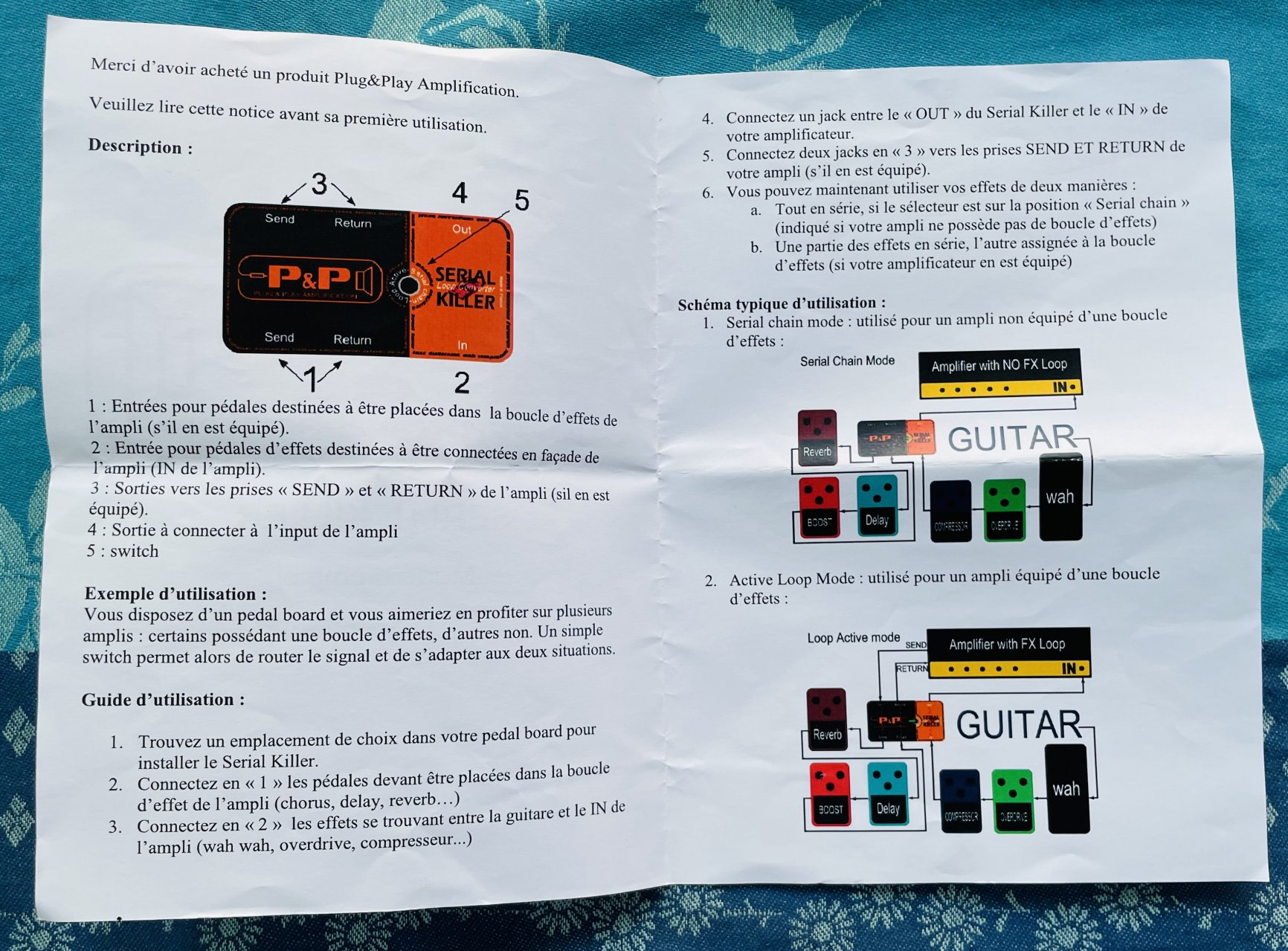Pédale routeur effets P&P Send Killer loop converter n°A033F, notice – Image 6