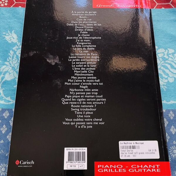 Alternative view of Beau livre piano chant grille guitare de Charles Trenet, Carish
