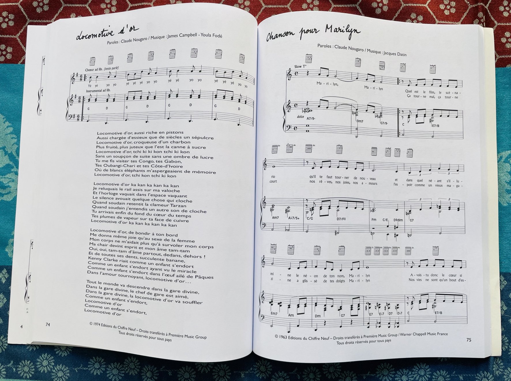 Beau livre piano chant grille guitare de Claude Nougaro, Carish – Image 3