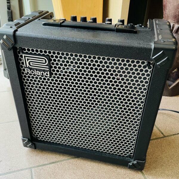 Ampli guitare électrique acoustique Roland Cube 30-X n°DW73815, housse Roland Blues Cube