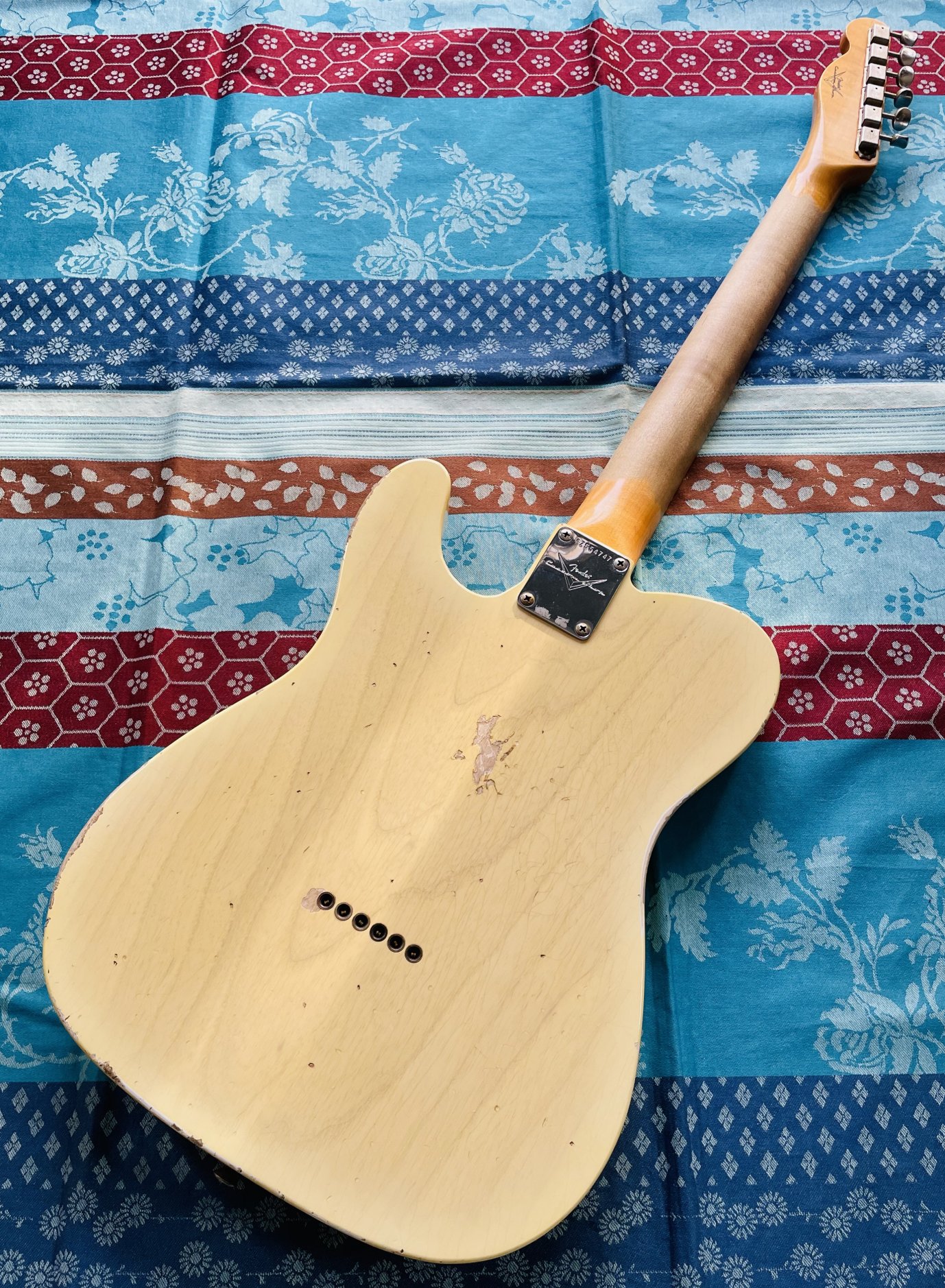 Guitare électrique Fender 60 Telecaster Relic natural blonde Custom Shop n°CZ554747 (2021, USA), certificats et étui Fender Custom Shop, capot et sangle d’origine – Image 7