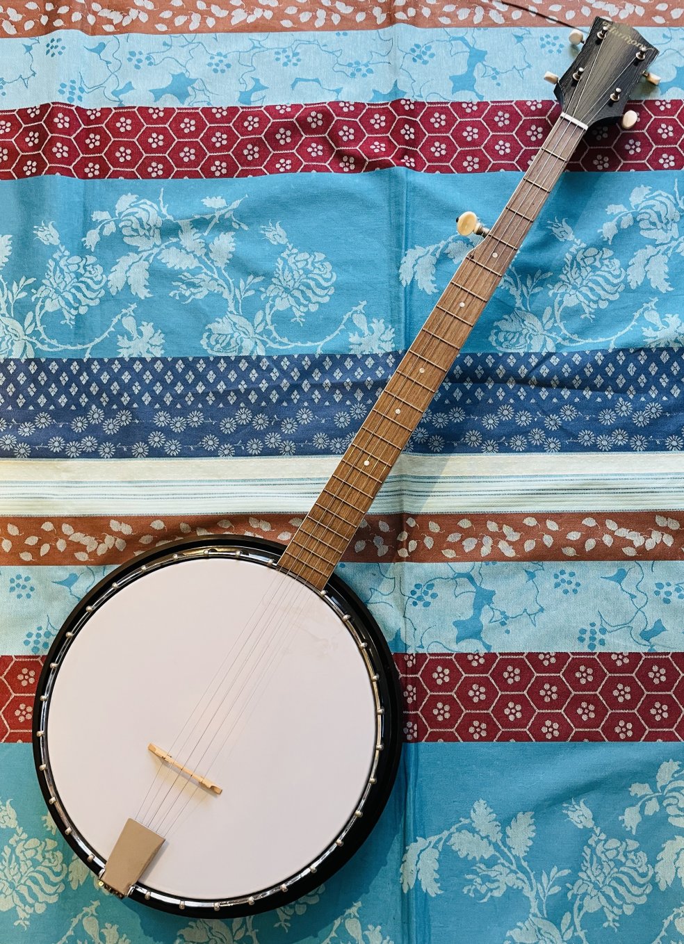 Banjo vintage 5 cordes Harmony, 30 clés (1960, USA), capodastre 7TH, réglée luthier Louis Manteau