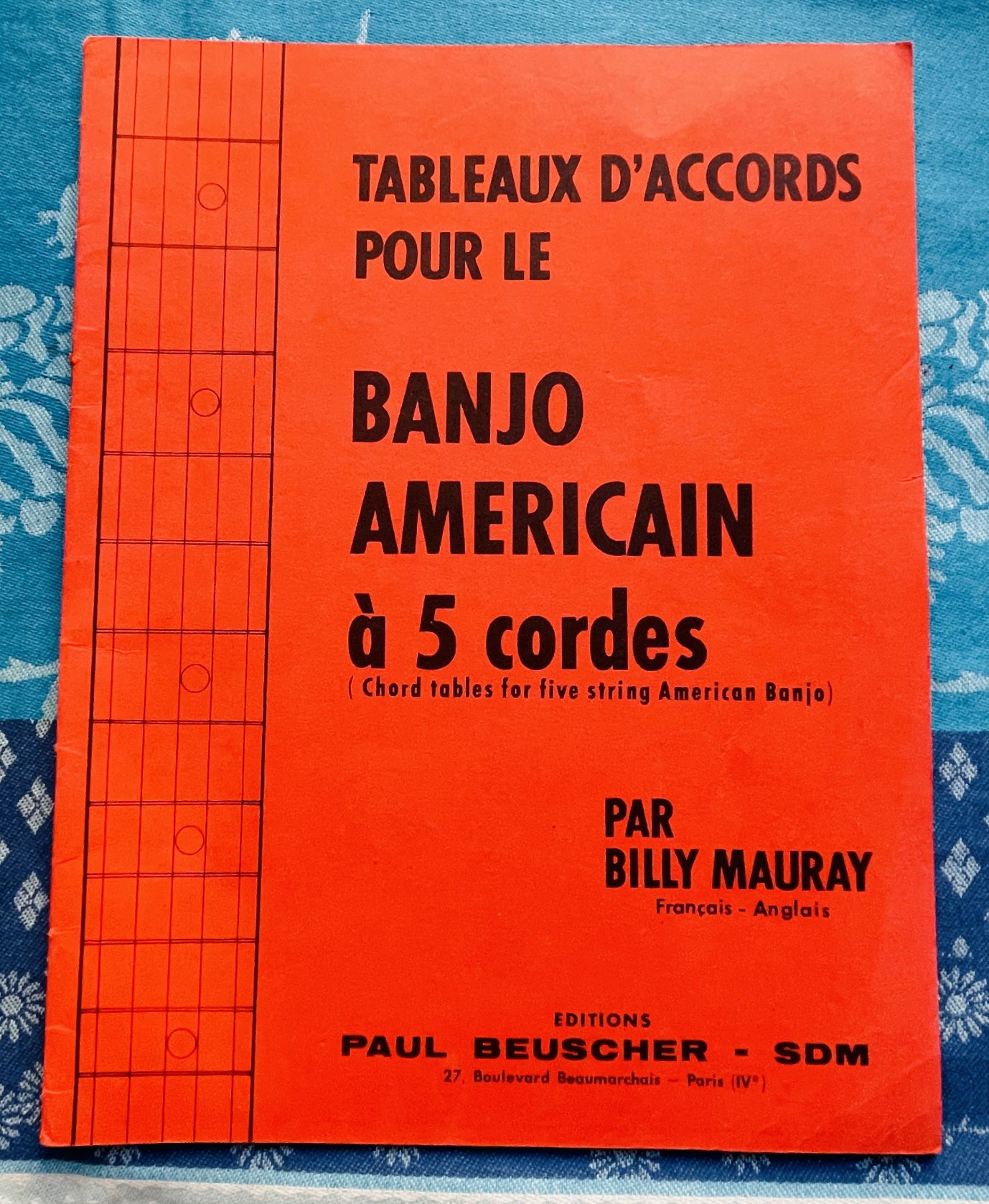 Livre Tableaux d'accords Banjo American 5 cordes, Billy Mauray, Editions Beuscher